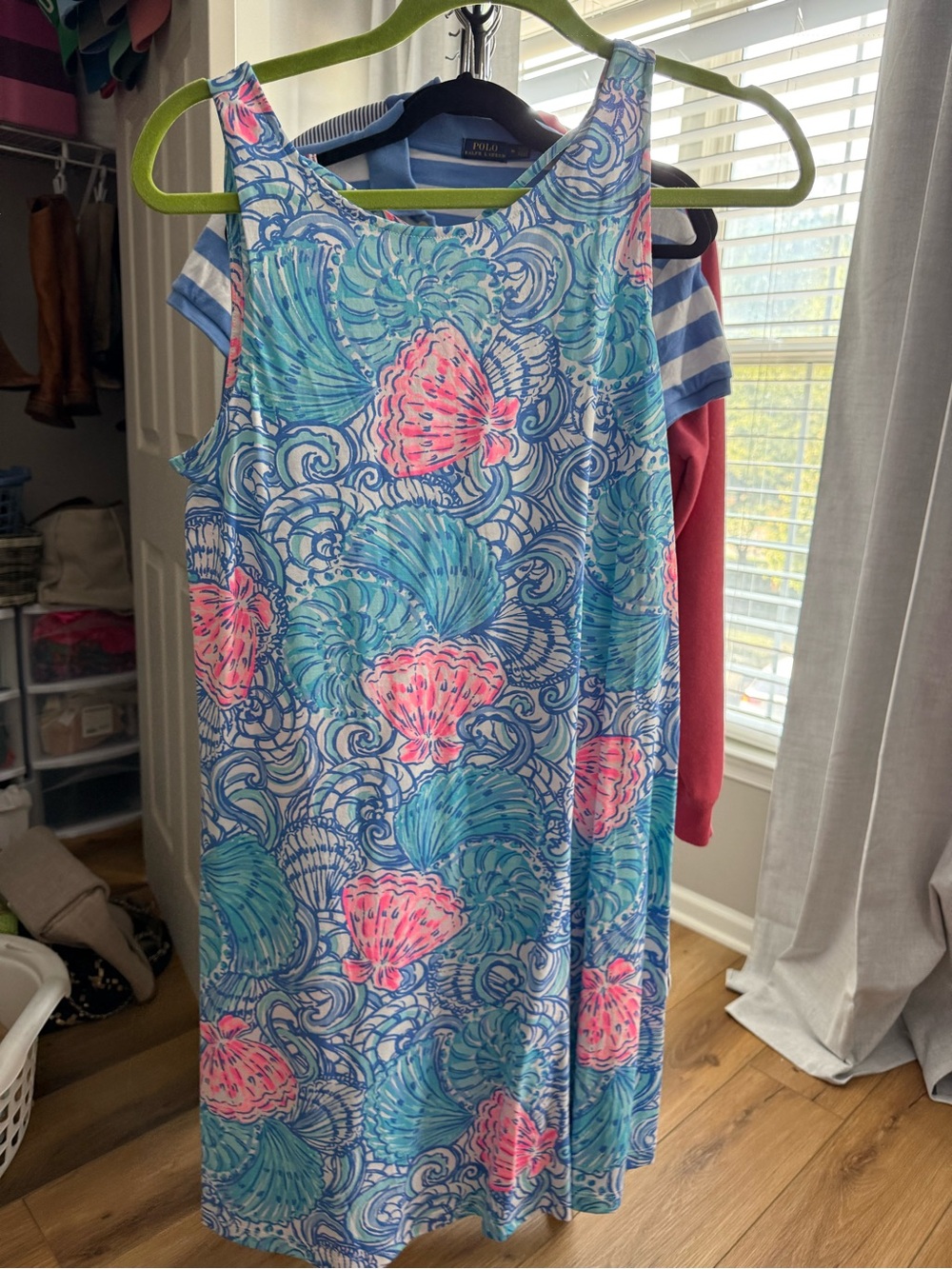 Lilly Pulitzer Sleeveless Seashell Shift Dress in Teal & Pink